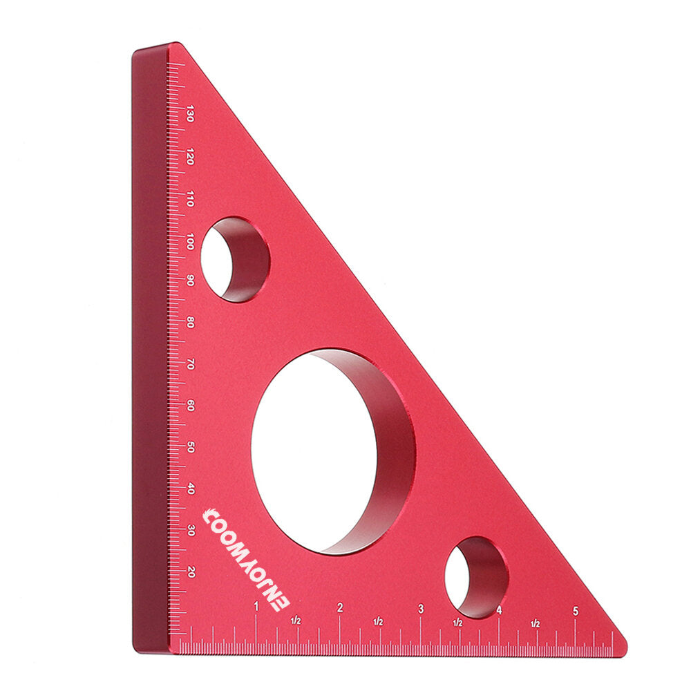 Woodworking Carpenter Square Right Angle Ruler Triangle Height Ruler Metric and Imperial Scale Aluminum Alloy Measuring Tool