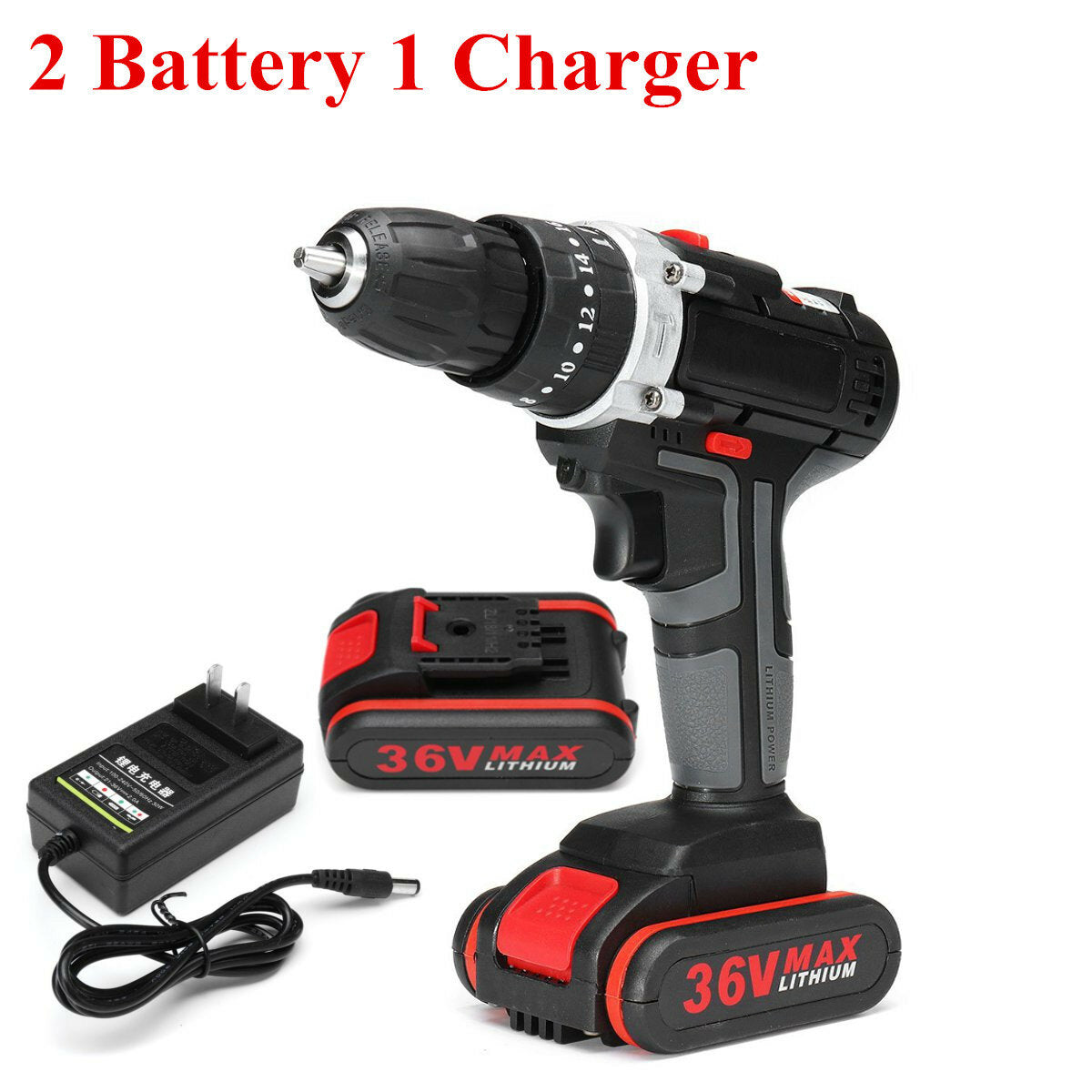 36V Cordless Lithium Electric Screwdriver Power Drill Driver Drilling Machine with Charger