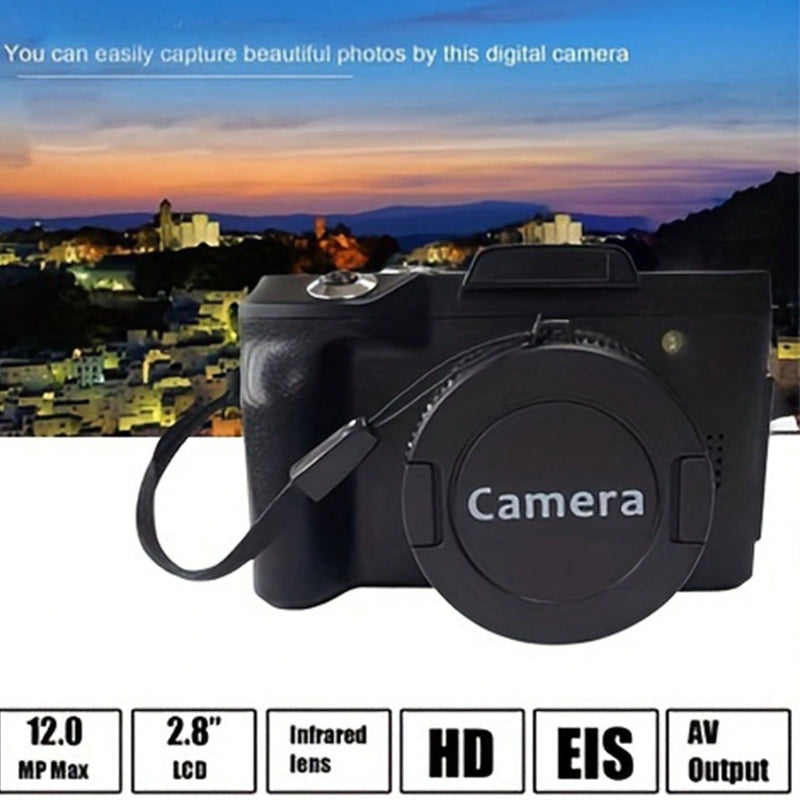 CR12 Digital Camera: 32GB RAM, 1600W Pixels, 1080P, 16X Zoom, Anti-Shake, 2.4-Inch Flip-Screen, Black