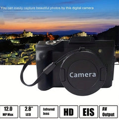 CR12 Digital Camera: 32GB RAM, 1600W Pixels, 1080P, 16X Zoom, Anti-Shake, 2.4-Inch Flip-Screen, Black