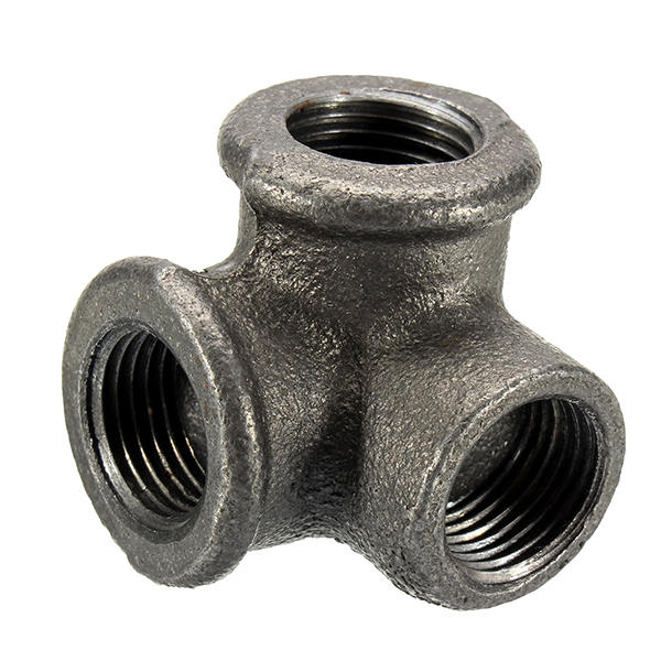 1/2" 3/4" 1" 3 Way Pipe Fittings Malleable Iron Black Elbow Tee Female Connector