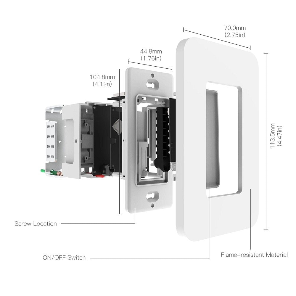 WiFi Smart Light Switch Control by Smart Life/Tuya APP Works with Alexa Google Home for Voice Control