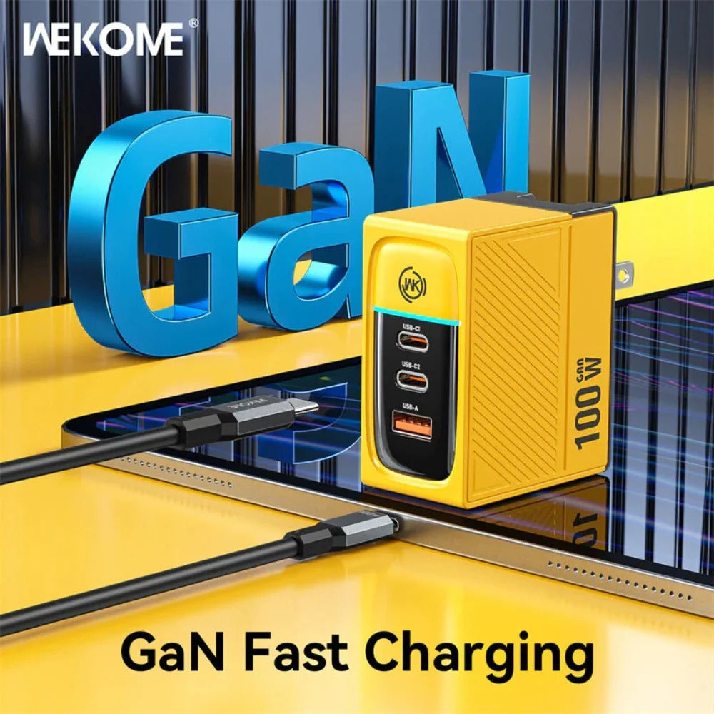 [GaN Tech] 100W 3-Port USB PD Fast Charger EU Plug for iPhone, Samsung, Hui, Xiaomi