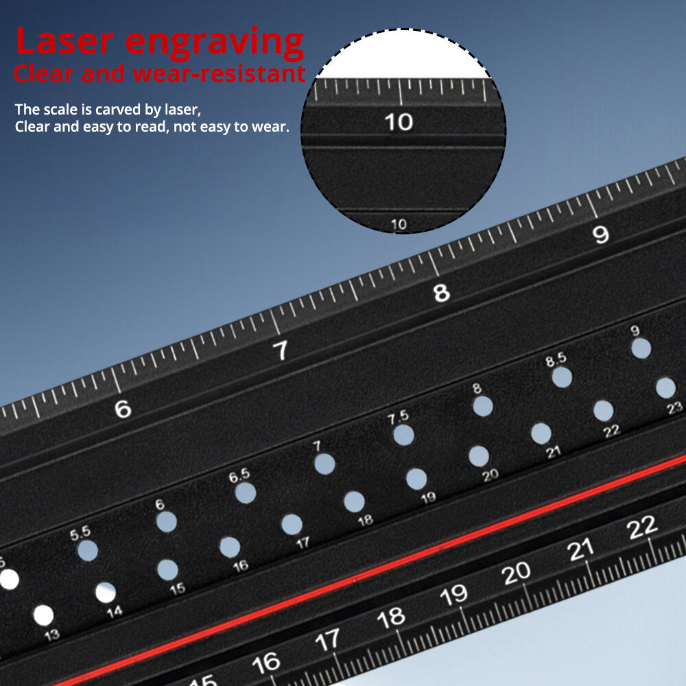 Aluminum Alloy Woodworking Edge Ruler & Protractor for Carpentry