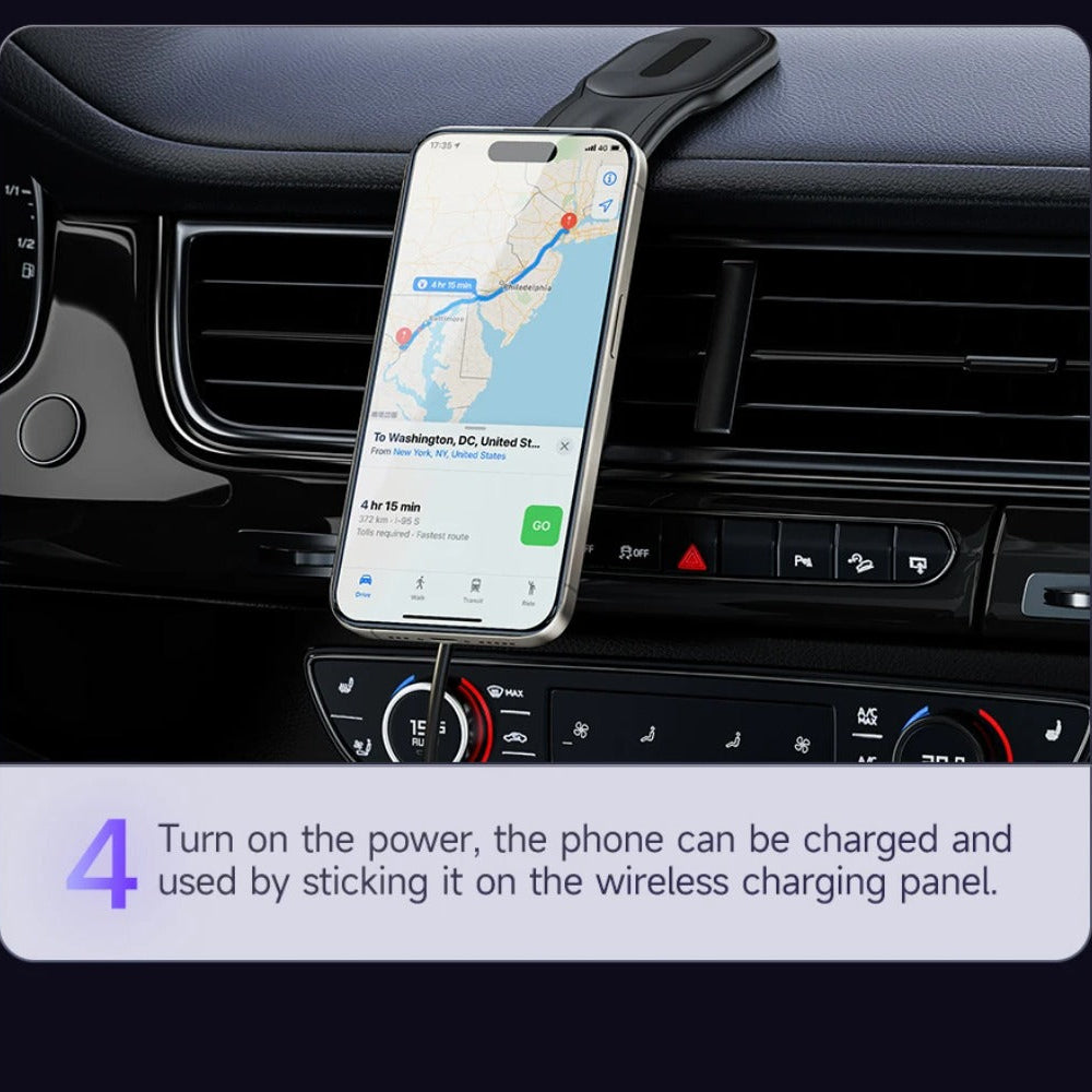 Magnetic Car Phone Holder 15W Wireless Charger for iPhone 15-12, Samsung S23