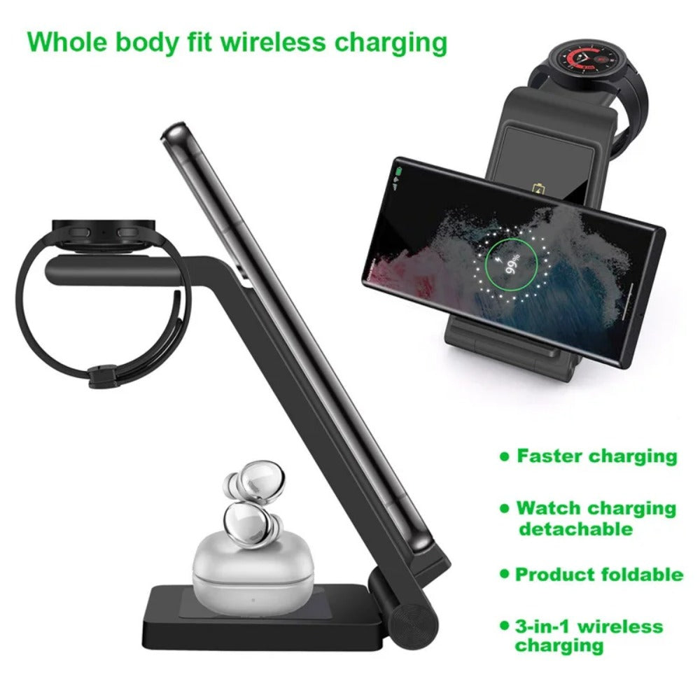 3 in 1 Wireless Charger Stand for Samsung S23 Ultra/S22/Note, Galaxy Watch, Buds