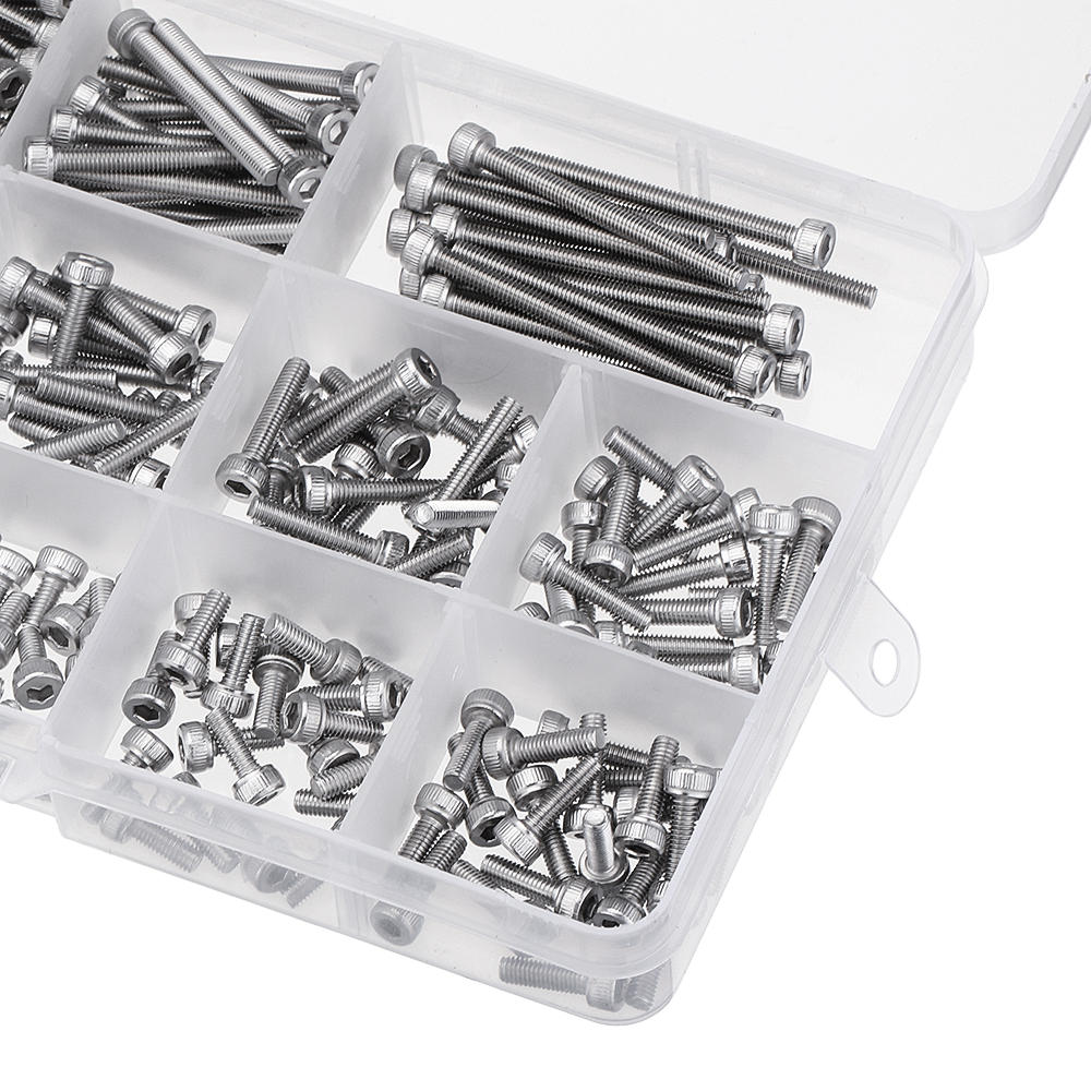 280Pcs M3 304 Stainless Steel Hex Socket Cap Head Screw Bolts Assortment Set