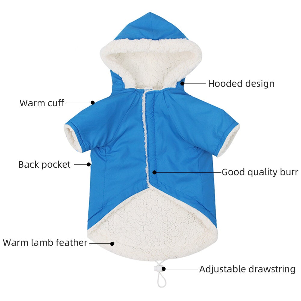 Adjustable Windproof Warm Dog Clothes Close-fitting Design Upgrade Polyester Taffeta Material Multi Colors Size Is Optional