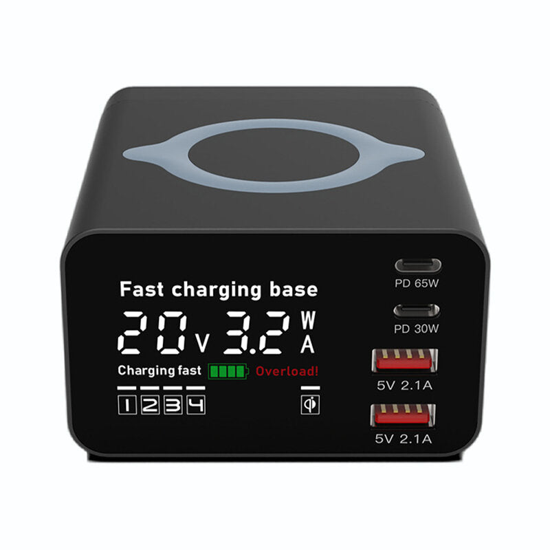 110W 4-Port USB PD Charger, 2USB-A+2USB-C, Fast Wireless Charging Station, EU Plug, for iPhone, Hui, Samsung, Xiaomi