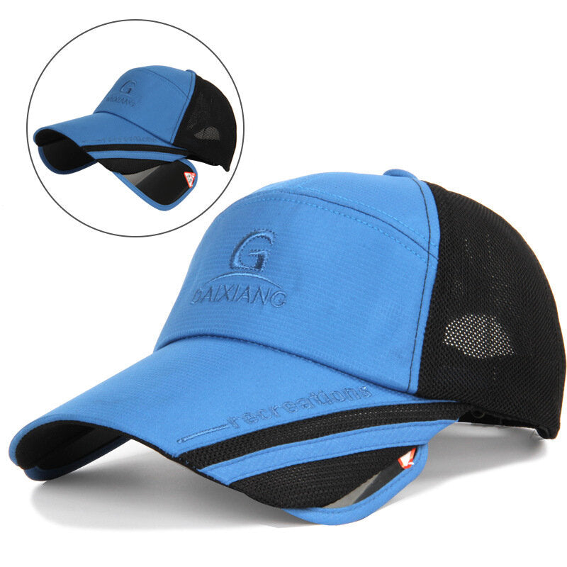 Summer Mesh Breathable Brim Retractable Hats Casual Baseball Cap Man Women Sunscreen Fishing Outdoor Sport Cap Fish hat