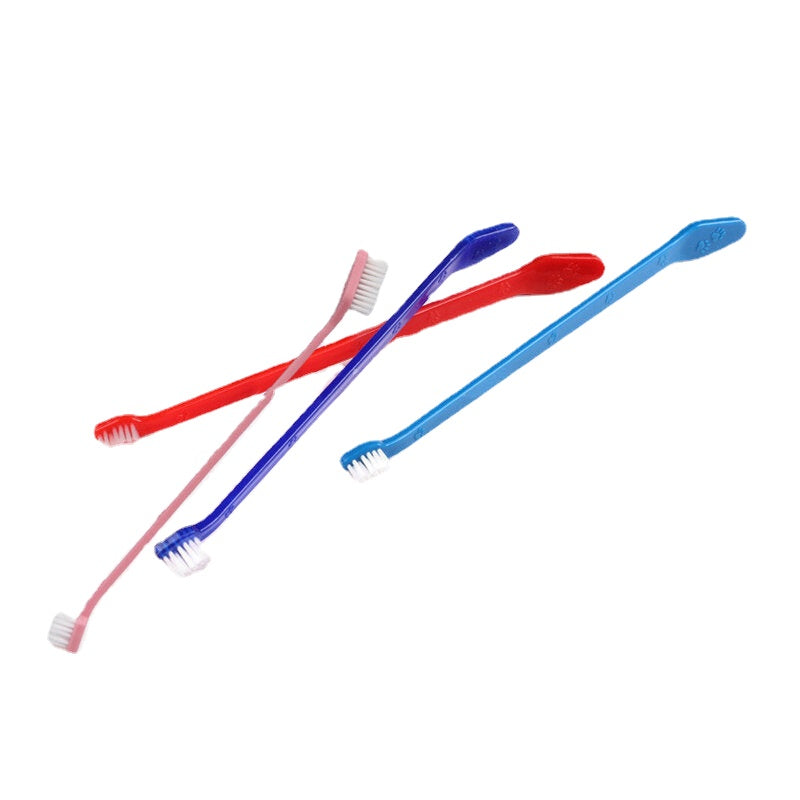 Double Head Dog Toothbrush Nylon Wire Dog Paw Print Toothbrush Pet Supplies for Dog Oral Cleaning