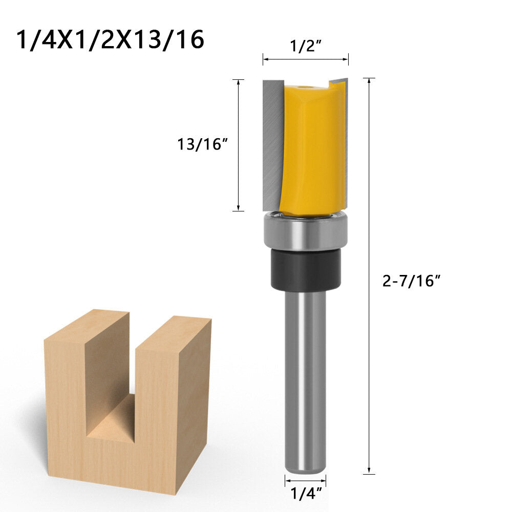 1/4inch/6mm Shank Flush Trim Router Bit Pattern Bit Top Bottom Bearing Blade Template Wood Milling Cutter Carpenter