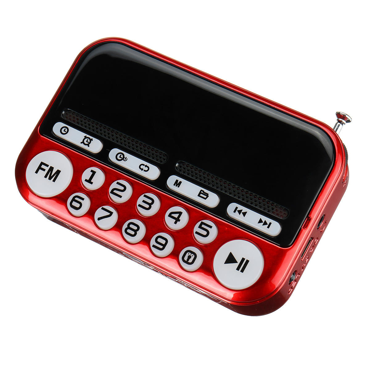 Portable Digital Display FM Radio TF Card USB MP3 Music Player Clock Alarm Speaker