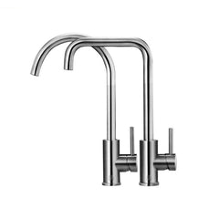 Stainless Steel Kitchen Basin Sink Faucet Tap 360 Rotation Hot Cold Mixer Single Handle Deck Mount