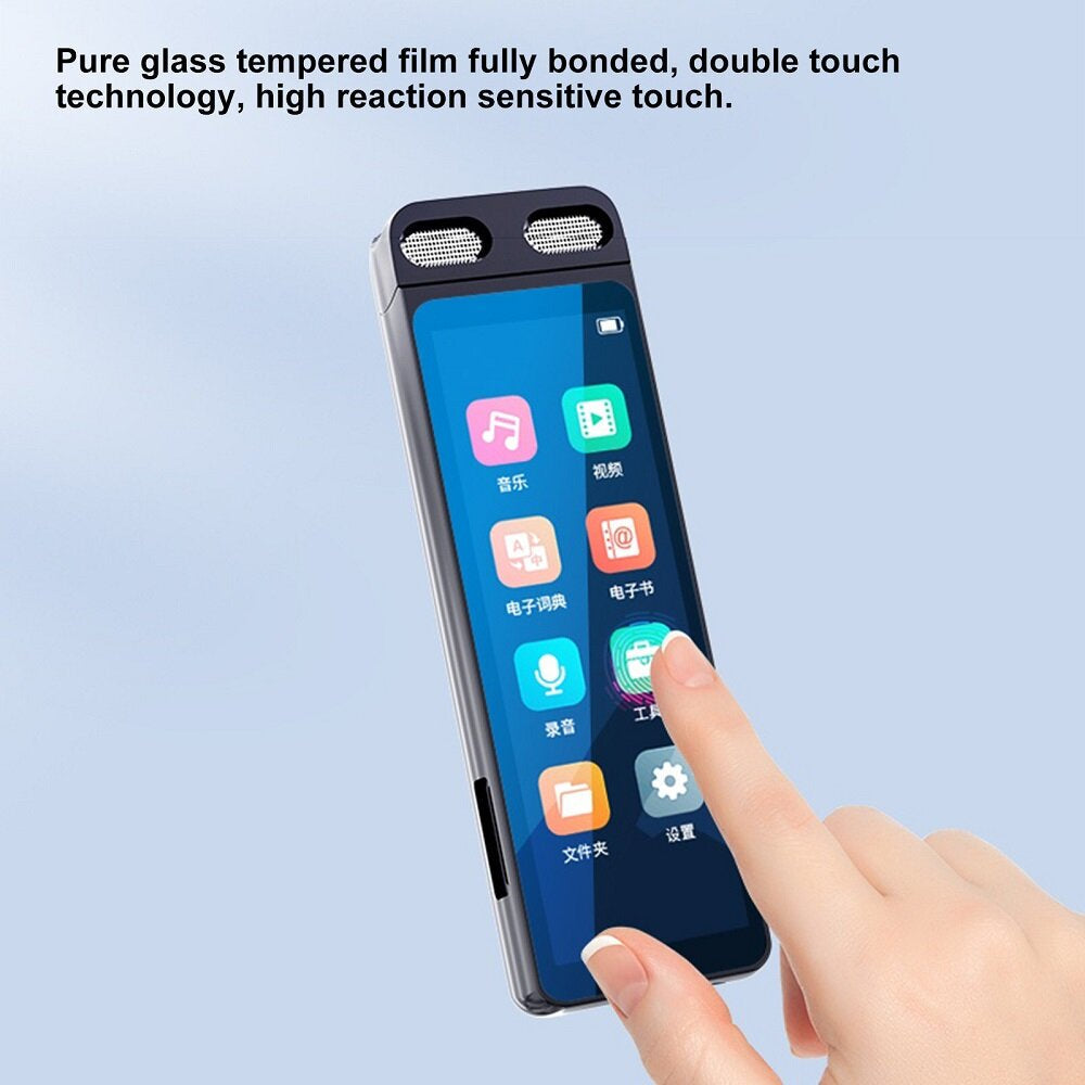 2.98 inch IPS Touch Screen Bluetooth 5.0 MP3 Player Recording Pen MP4 Lossless Music Portable Stereo 3.5mm Audio Input TF Card Voice Recorder