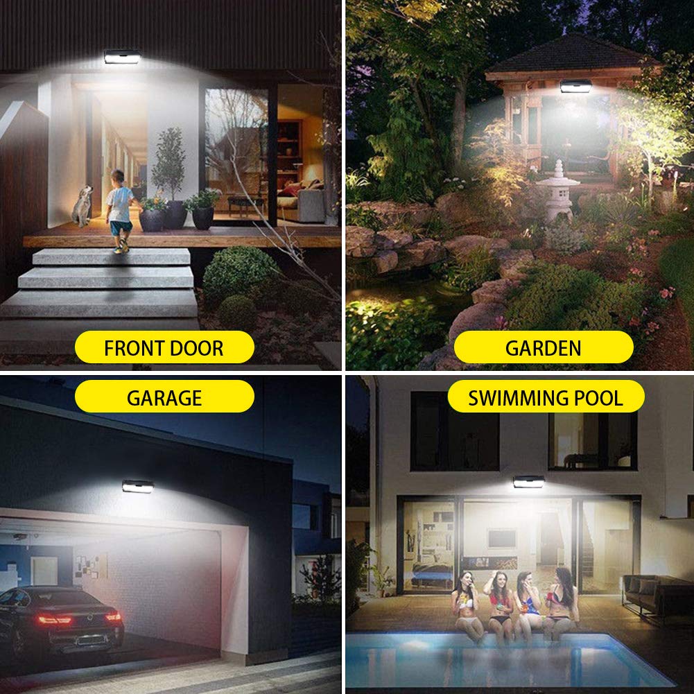 2/4Pcs 100 LED Solar Power Waterproof PIR Motion Sensor Solar Light Outdoor Garden Lamp