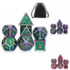 7Pcs/Set Rainbow Edge Metal Dice Set with Bag Board Role Playing Dragons Table Game Bar Party Game Dice Hobbies Toy Gift