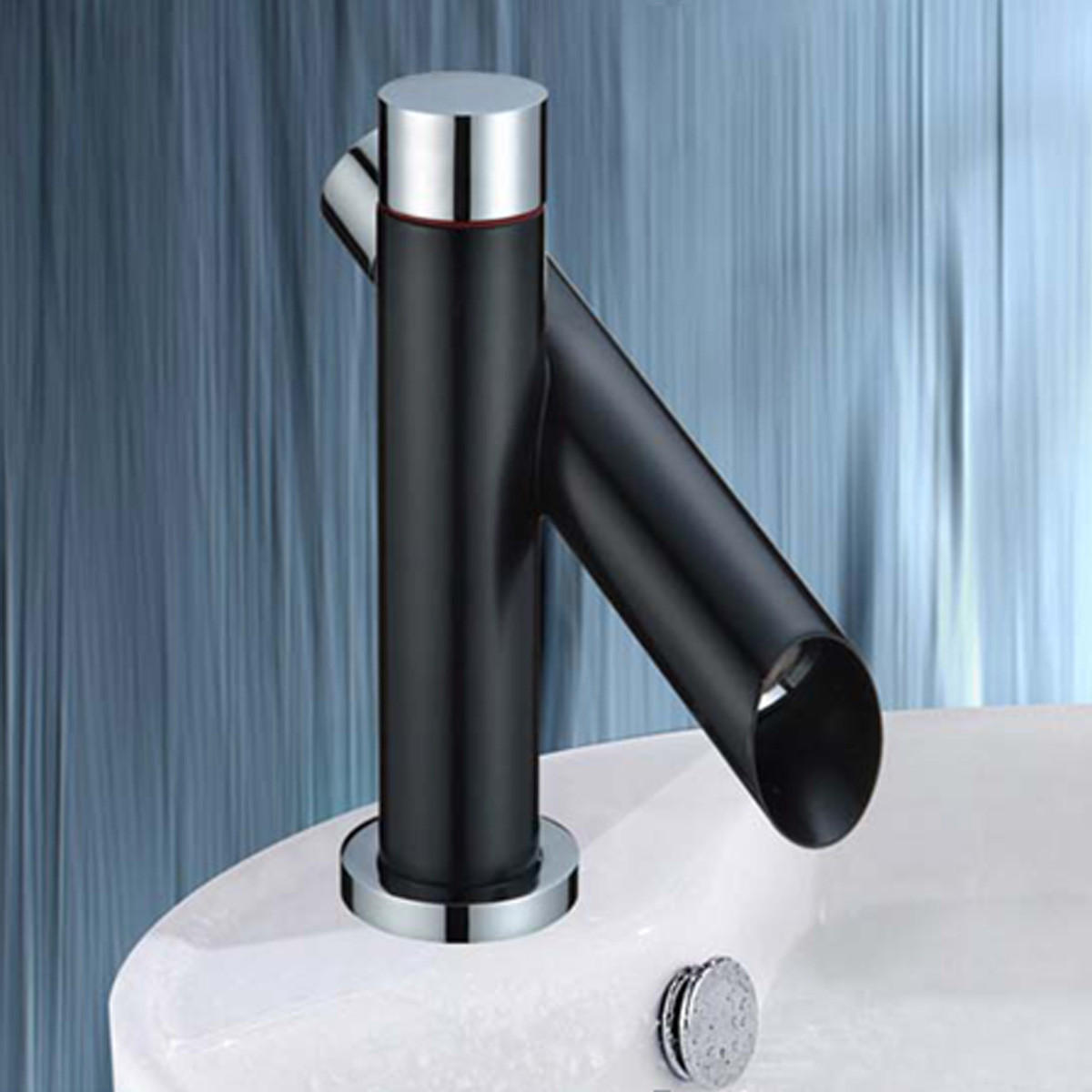 Modern Unique Bathroom Basin Faucet Single Handle Kitchen Sink Mixer Tap Waterfall Black