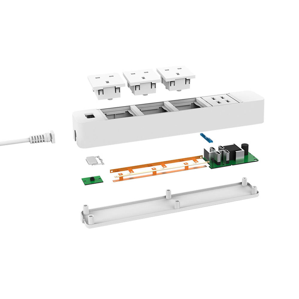 Smart WIFI APP Control Power Strip with 3 UK Outlets Plug 4 USB Fast Charging Socket App Control Work Power Outlet