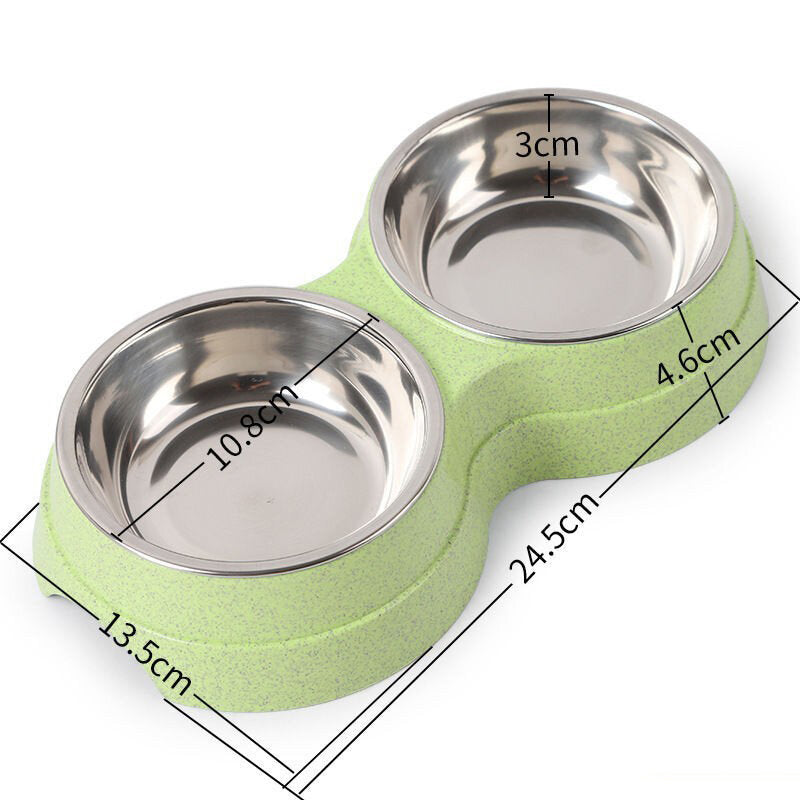 Stainless Steel Double Bowls Pet Food Water Bowl Cat Dog Puppy Feeder Pet Water Food Dish