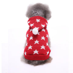 Christmas Star Winter Warm Sweater For Pet Dog Cat Hoodie Pappy Jumpsuits With Hat