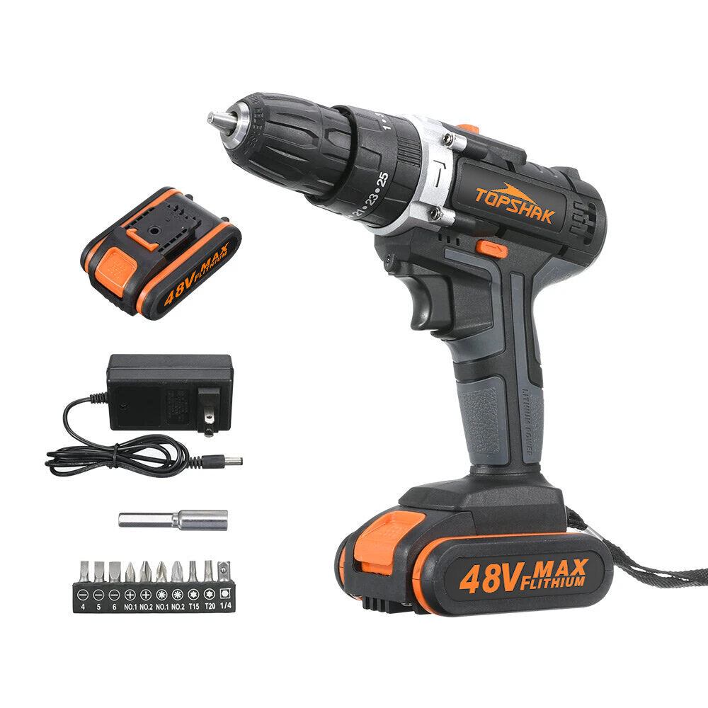 Cordless Electric Impact Drill Rechargeable 2 Speeds Drill Screwdriver