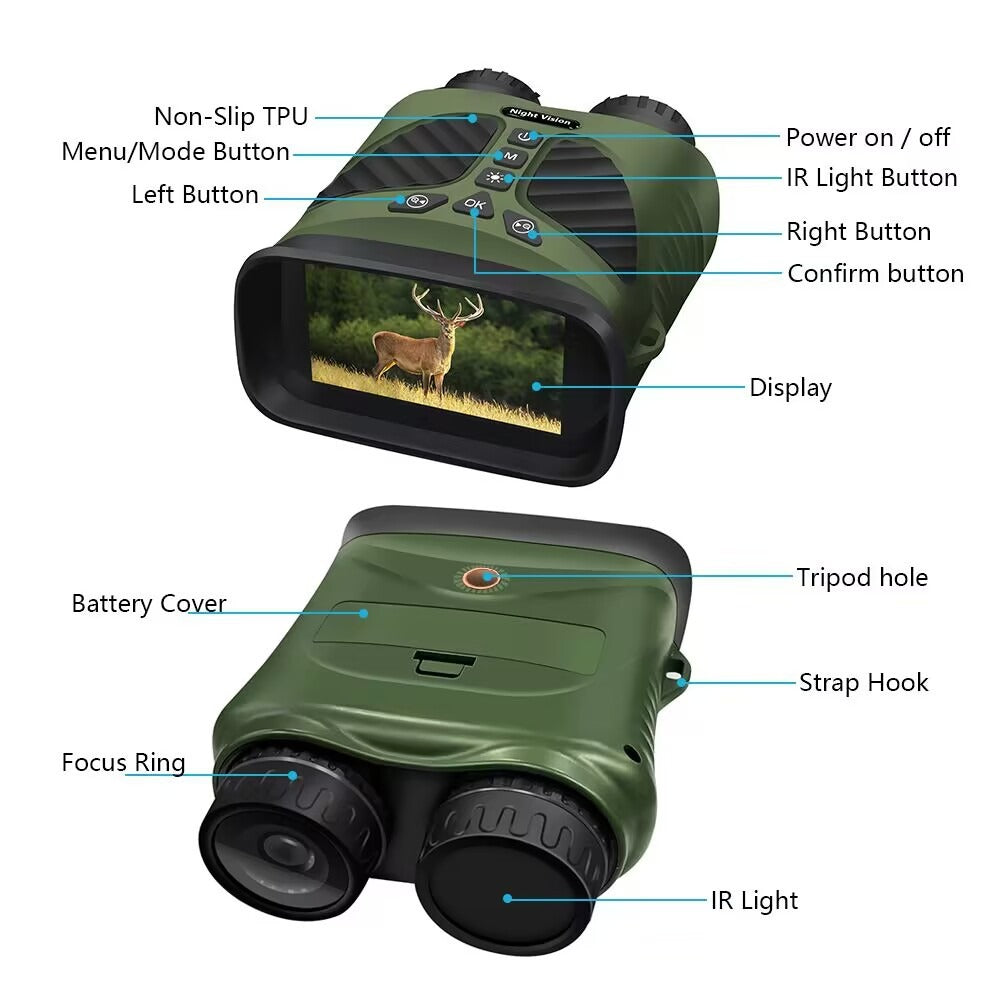 2.5k Binocular Night Vision Telescope with 8x HD Zoom and Multilingual Support