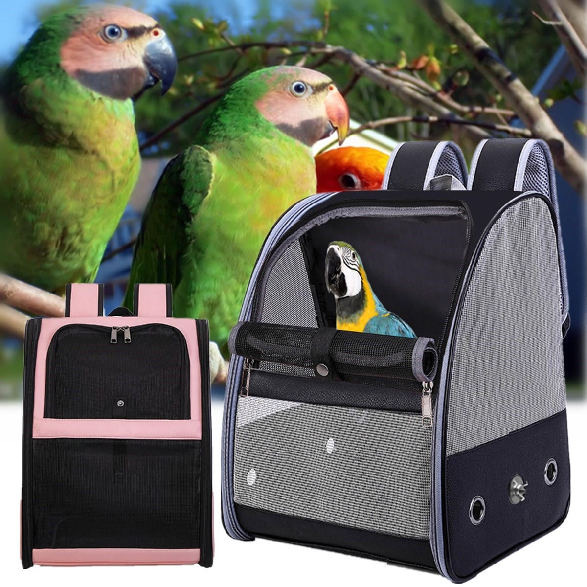 Bird Parrot Carrier Breathable Travel Cage Carrying Backpack Pet Shoulder Bag