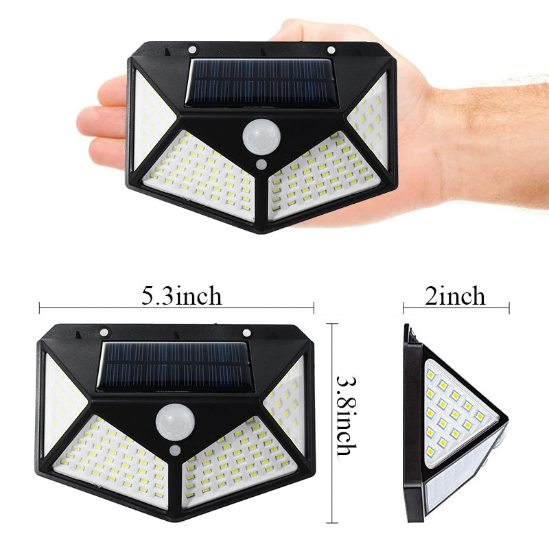 2/4Pcs 100 LED Solar Power Waterproof PIR Motion Sensor Solar Light Outdoor Garden Lamp