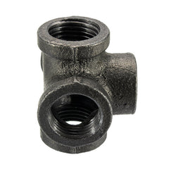 1/2" 3/4" 1" 5 Way Pipe Fitting Malleable Iron Black Outlet Cross Female Tube Connector