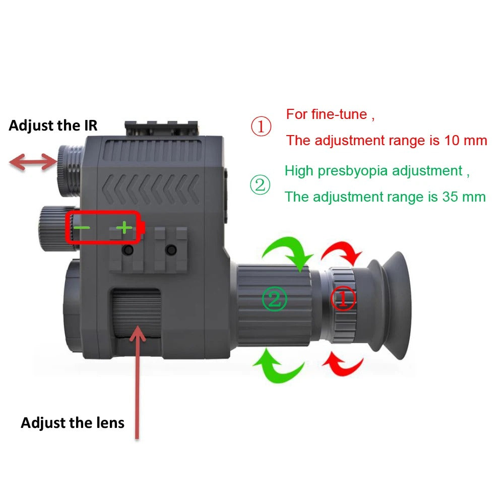 Digital Laser Infrared Night Vision Monocular 100-400M 1080P 2MP Photo Video Recording