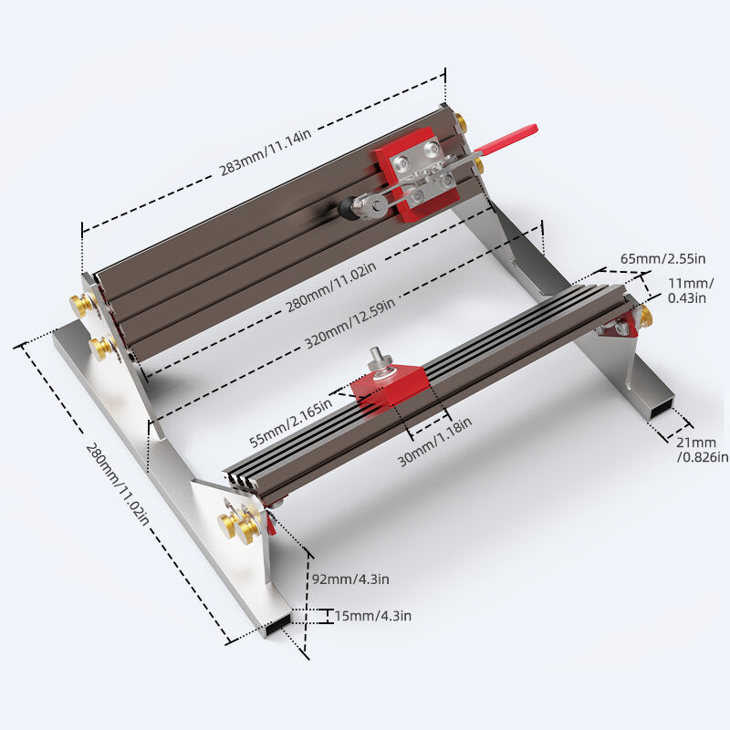 Adjustable Spline Jig for Table Saw & Router - Aluminum, 1/2"-16" Size, 4 Flip Stops