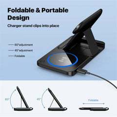 15W Fordable Fast Wireless Charger Stand for iPhone, Samsung, Hui, Xiaomi, AirPods, Apple Watch