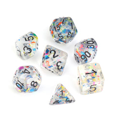 7Pcs Galaxy Polyhedral Dice Resin Mirror Dices Set Role Playing Board Party Table Game Gift