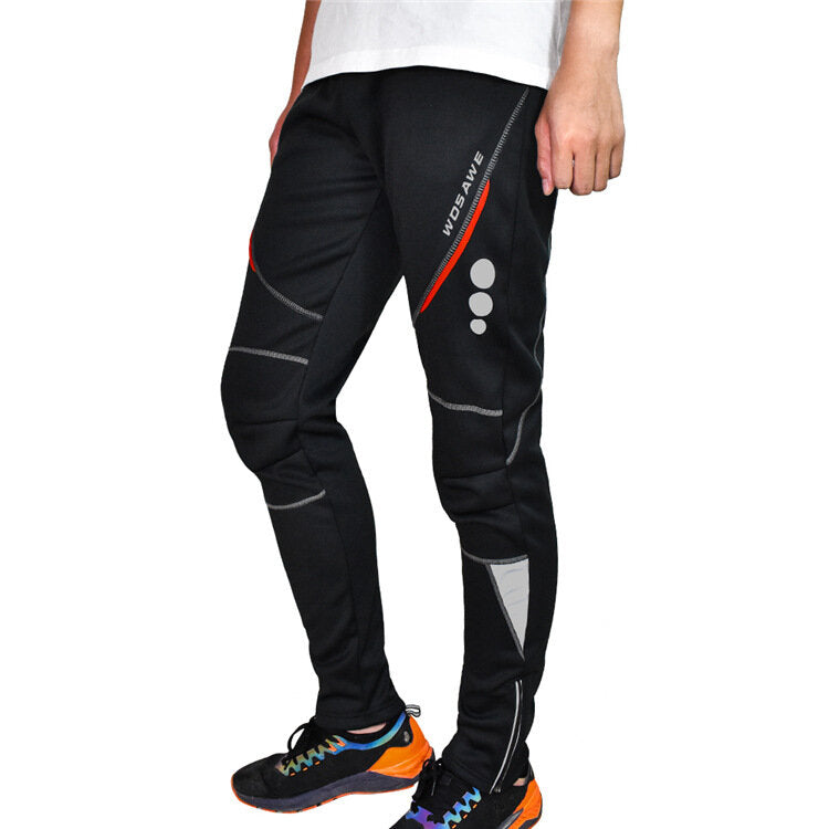 Winter Men's Fleece Warm Windproof Trousers Waterproof Reflective Long Pants For Outdoor Cycling Skiing Mountaineering