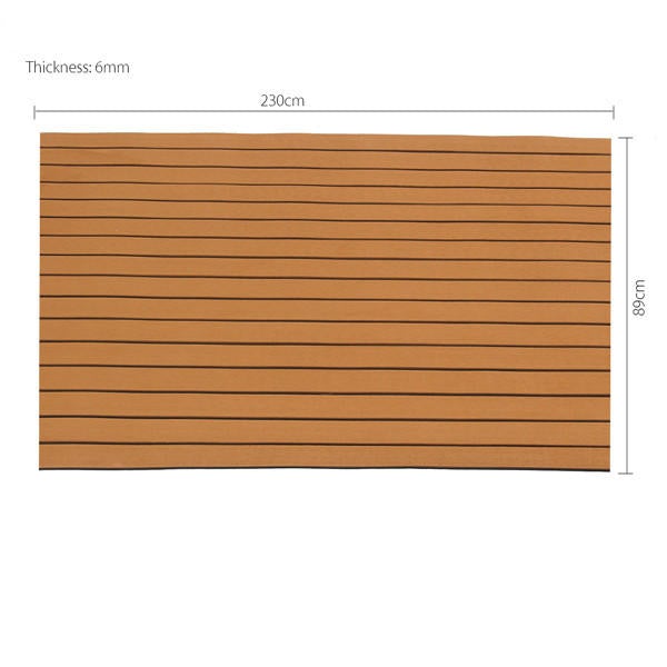89x230cmx6mm Dark Brown With Black Lines Boat EVA Foam Faux Teak Decking Sheet