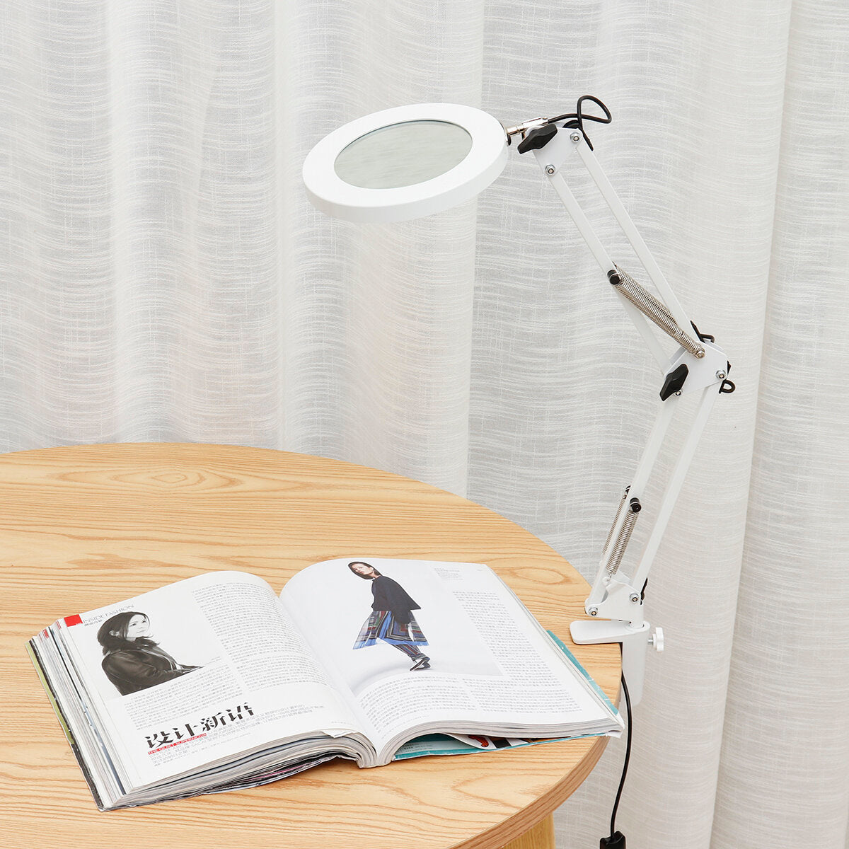 AU Large Lens ed Lamp Desk Magnifier 5x Magnifying Glass w/ Clamp LED