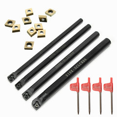 4pcs 6/7/8/10mm Turning Tool Holder Lathe Boring Bar With 10pcs CCMT060204 Inserts