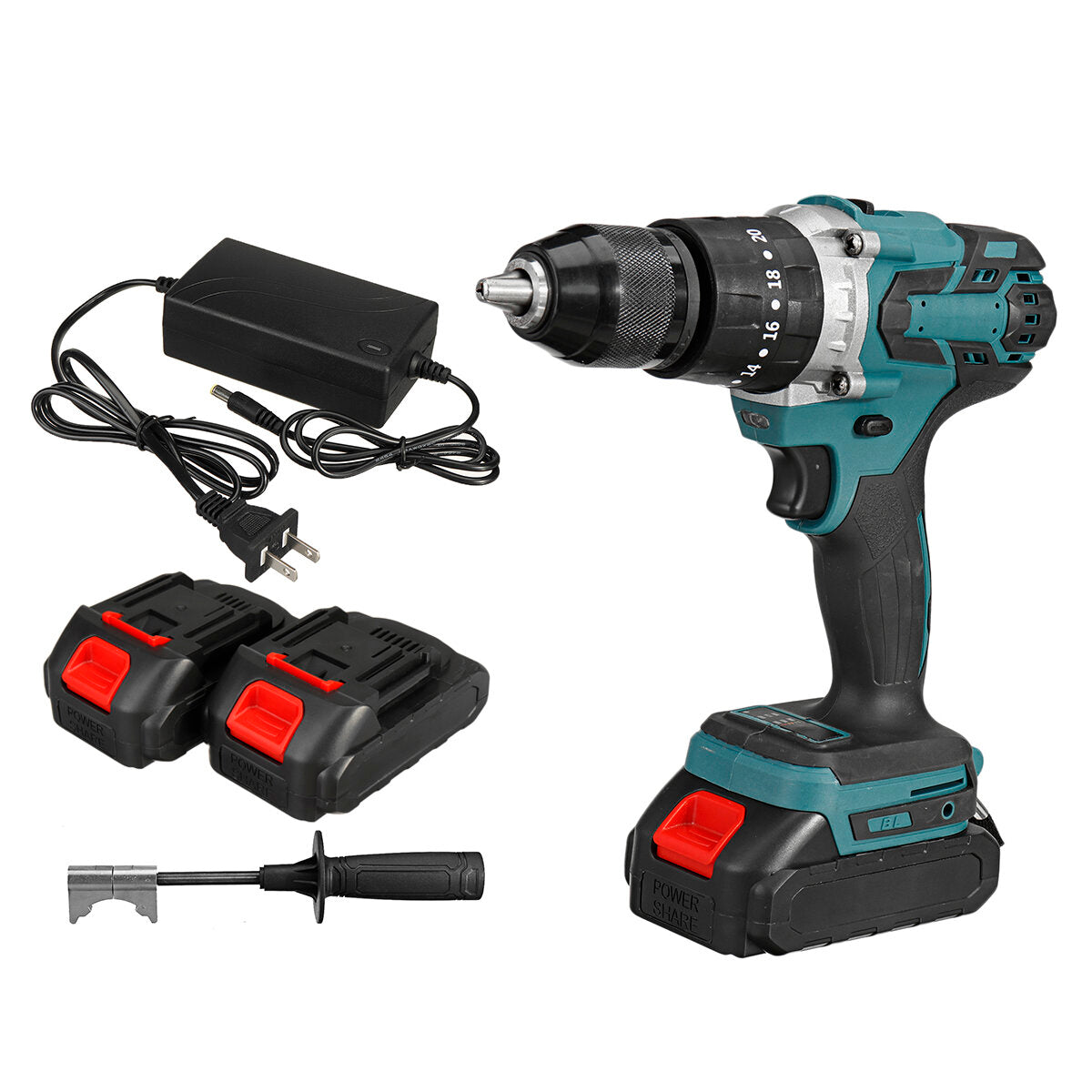 Cordless Electric Impact Drill 3 in 1 Rechargeable Drill Screwdriver 13mm Chuck