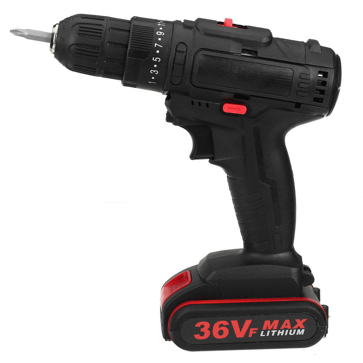 36V Cordless Electric Impact Hammer LED Light Drill Screwdriver With 2 Battery Household Power Tools