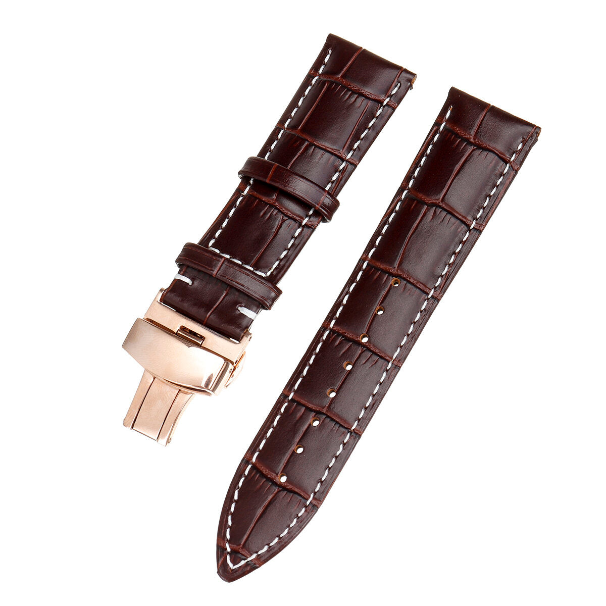 22mm Genuine Leather Watch Band Strap Kit Butterfly Deployment Clasp