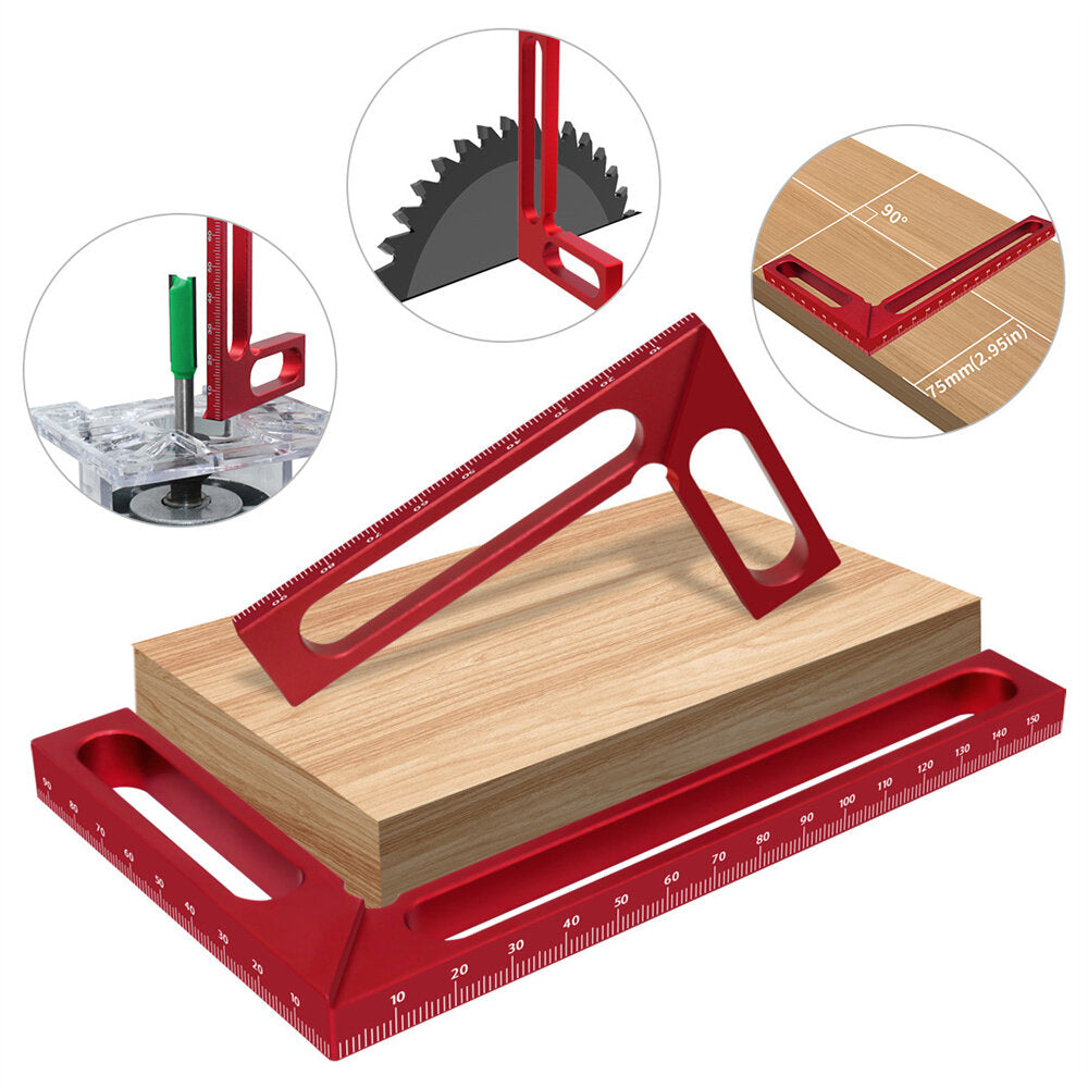 Woodworking Right Angle Ruler Aluminum Carpenter Square Measuring Height Ruler 90° Right Angle Calibrator for Wood Work Projects