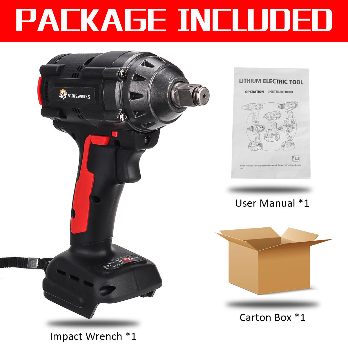 1/2Inch 520NM Max. Brushless Impact Wrench Li-ion Electric Wrench