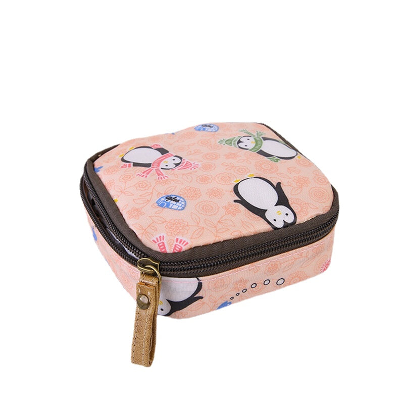 Cloth Waterproof Zipper Sanitary Napkin Cosmetic Storage Bag Coin Purse