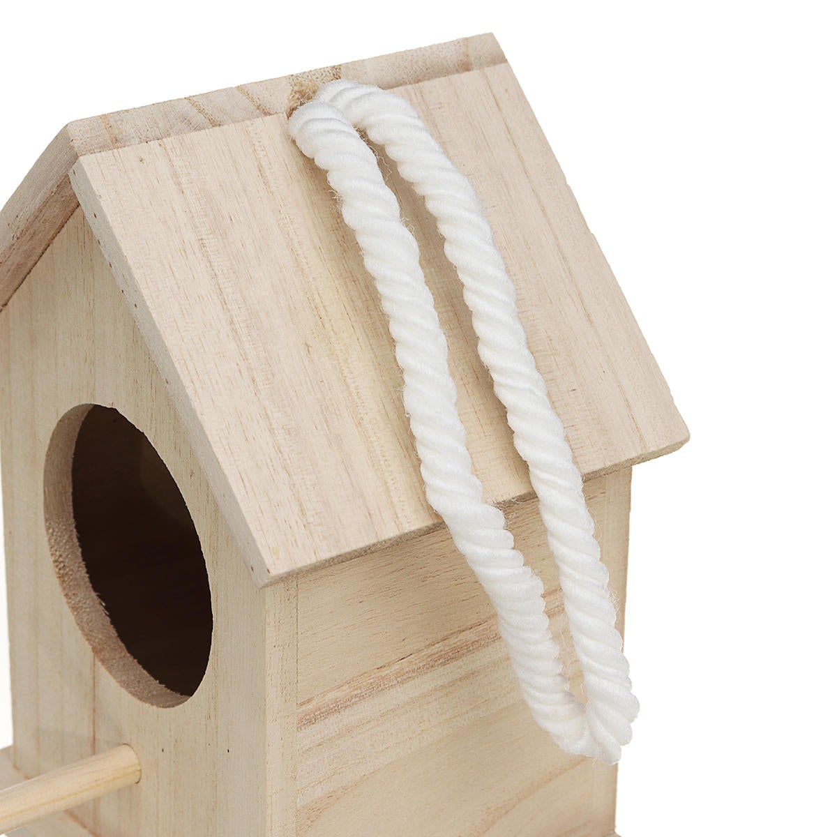 Wooden Bird House Feeder Wild Birds Nest Home Garden Nesting With Bird Net