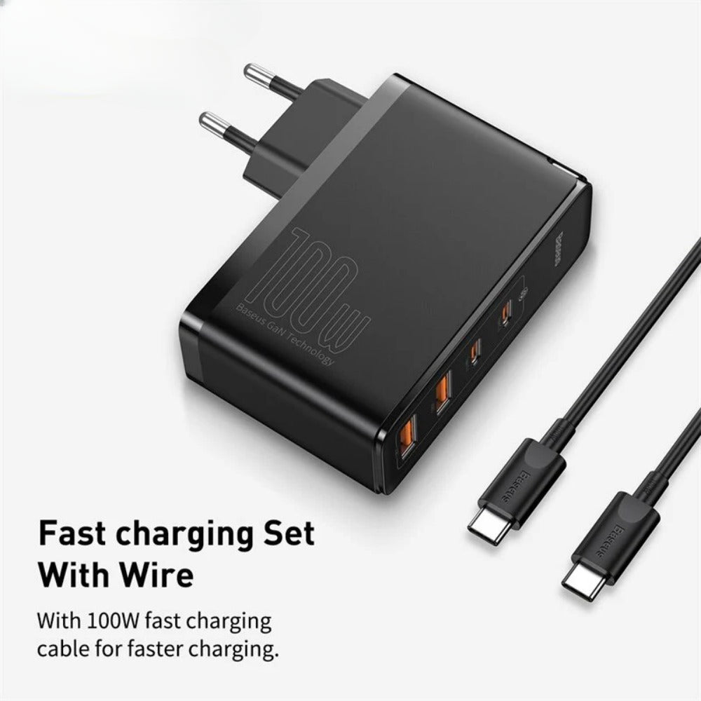 GaN2 100W 4-Port USB PD Charger Fast Charging Adapter for iPhone, Hui, Samsung