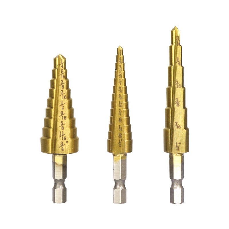 13Pcs Hole Drill Bit Combination Set High Speed Steel Hinge Head Imperial Pagoda Drill Golden Center Punch