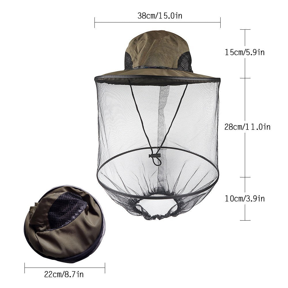 Mosquito Repellent Hat Beekeeping Cap with Mesh Face Shield and Neck Cover