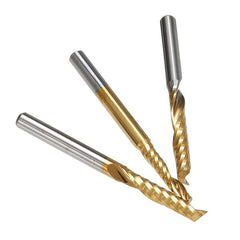 3.175mm Shank 12/15/17/22mm Single Flute End Mill Cutter Titanium Coated Spiral Drill Bit