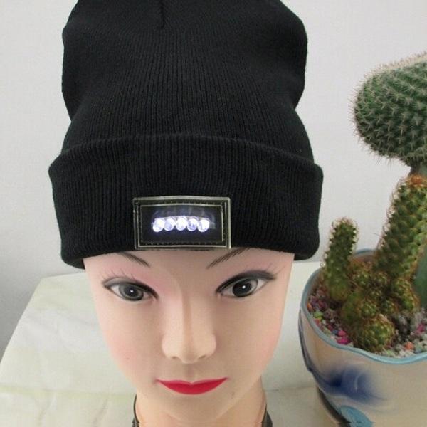 5 LED Bright Lighted Cap Winter Warm Beanie Angling Cycling Hunting Camping Knitted Hat